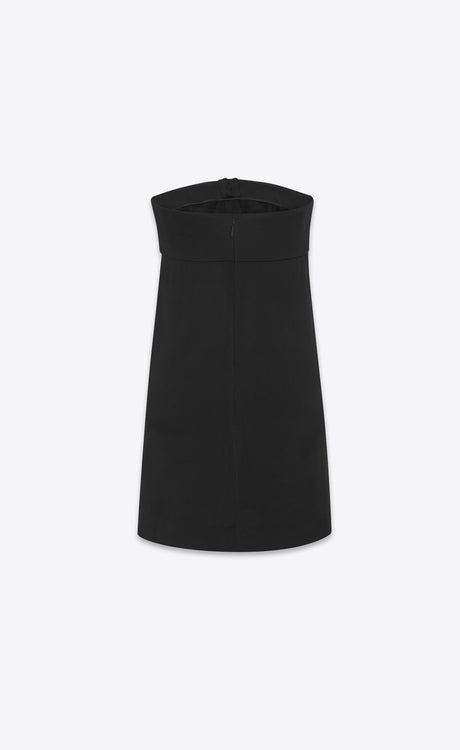 SAINT LAURENT Black Crepe Dress with Off-The-Shoulder Neckline and Decorative Bow