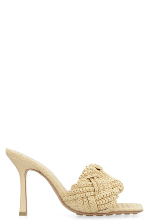 BOTTEGA VENETA Woven Raffia Square Toe Flat Sandals for Women