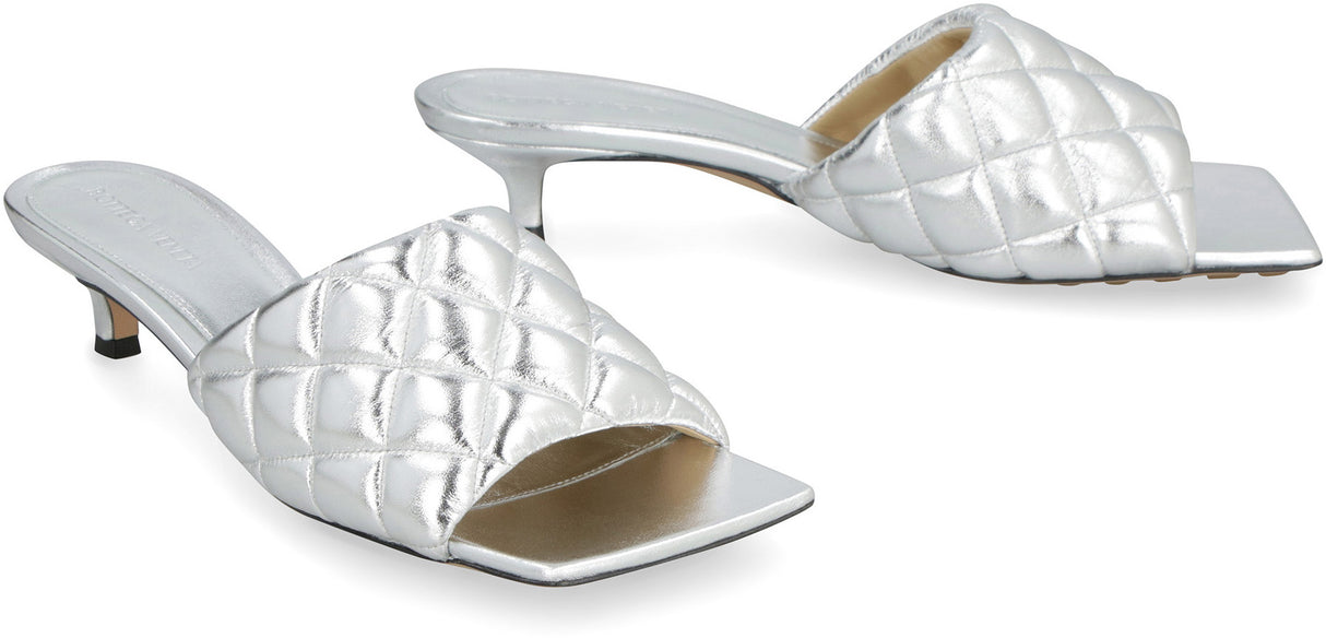 Quilted Metallic Leather Sandals for Women