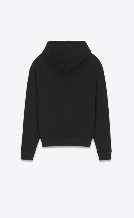 SAINT LAURENT Laced Hoodie for Men - FW23 Noir Cotton Sweatshirt
