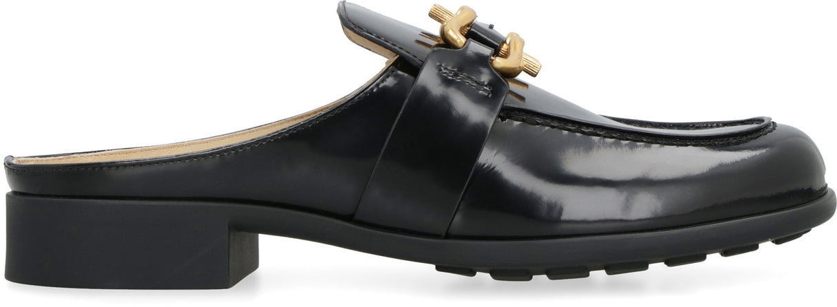 BOTTEGA VENETA Classic Black Leather Loafers with Front Horsebit for Women