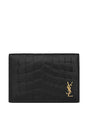 SAINT LAURENT Men's Black Crocodile Embossed Wallet