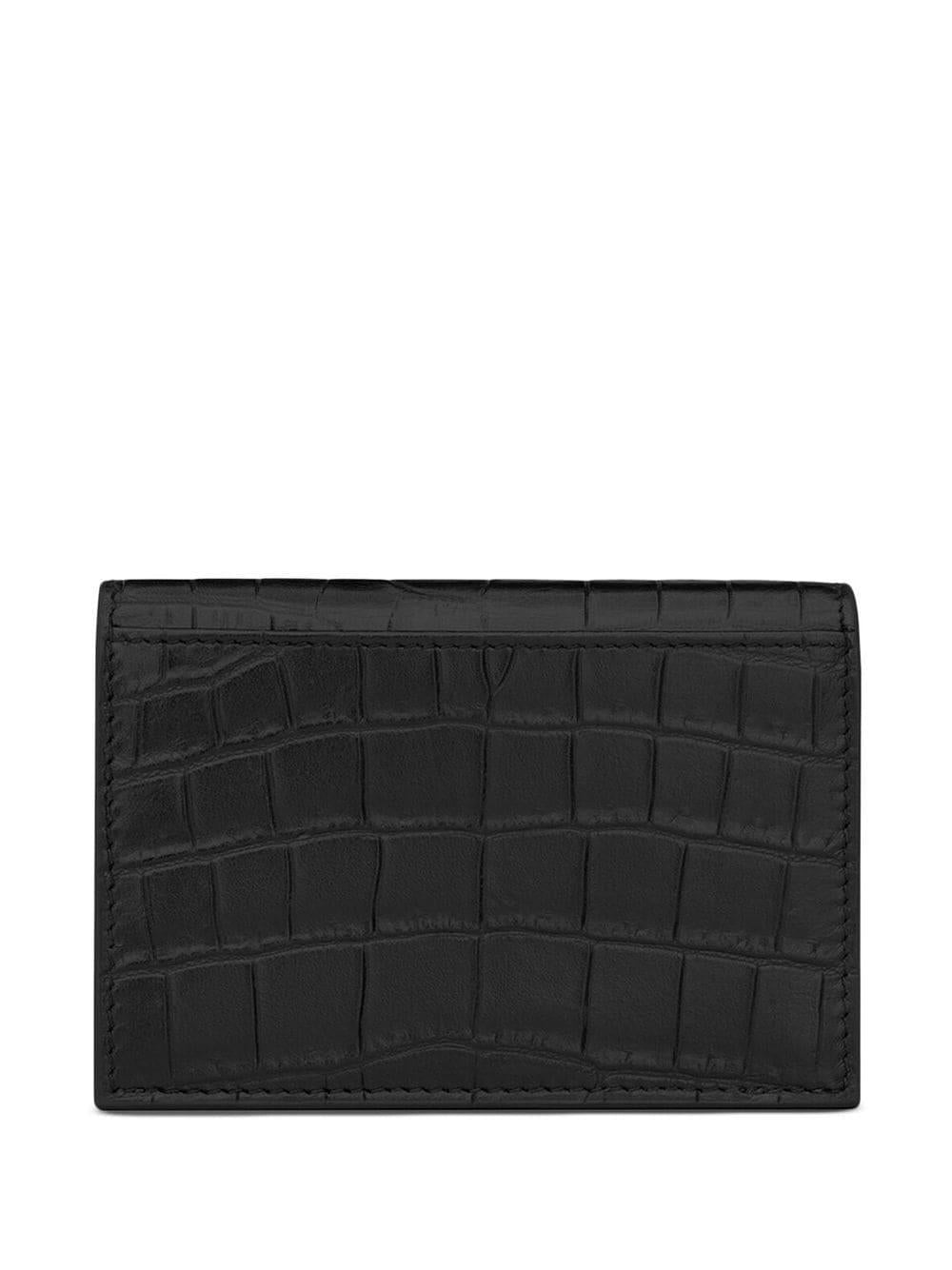 SAINT LAURENT Men's Black Crocodile Embossed Wallet