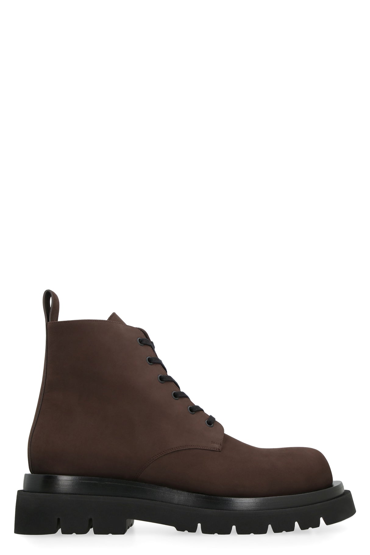 BOTTEGA VENETA Lace-Up Ankle Boots for Men in Nubuck Leather with Platform - Brown