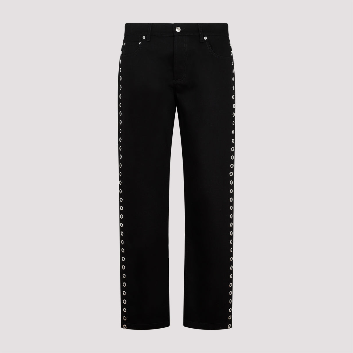 ALEXANDER MCQUEEN Black Eyelet Cotton Jeans for Men - SS23