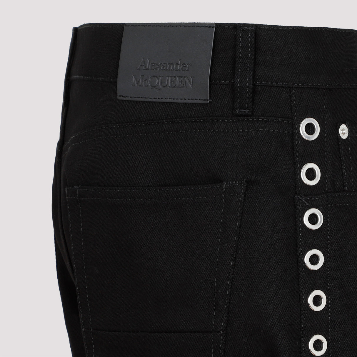 ALEXANDER MCQUEEN Black Eyelet Cotton Jeans for Men - SS23