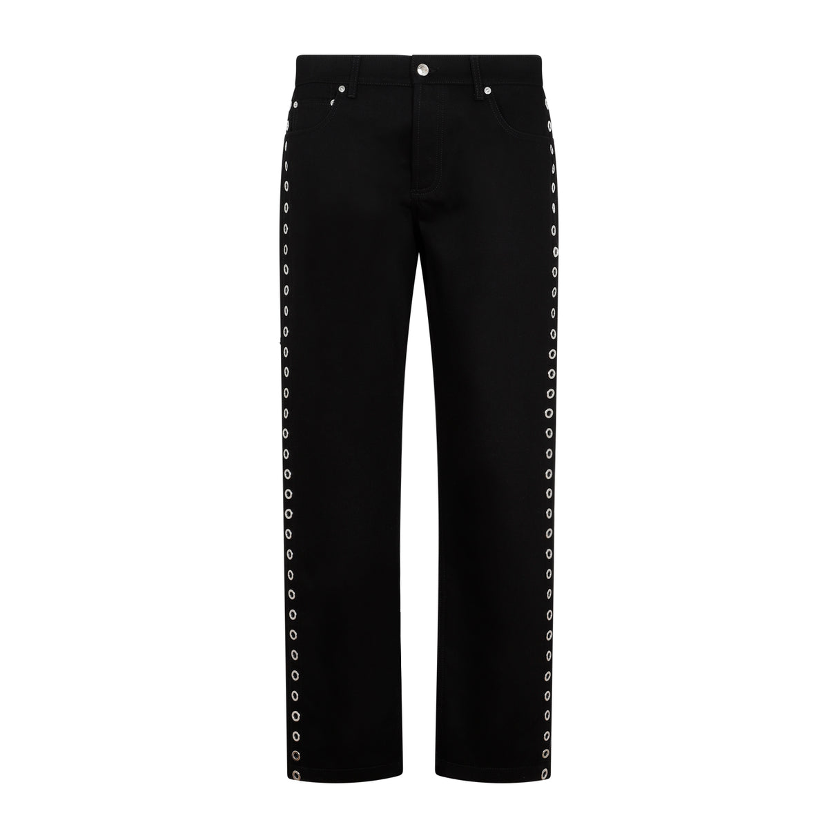 ALEXANDER MCQUEEN Black Eyelet Cotton Jeans for Men - SS23