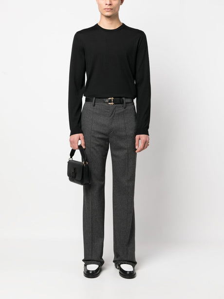 Black Wool Jumper with Horsebit Embroidery - SS23 Collection