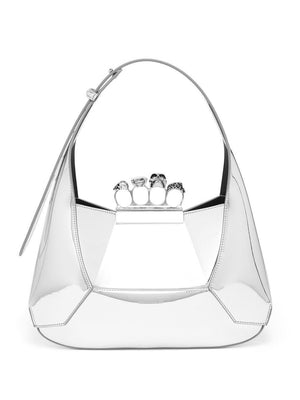 ALEXANDER MCQUEEN Stunning Jewel-Embellished Silver Hobo Handbag for Women