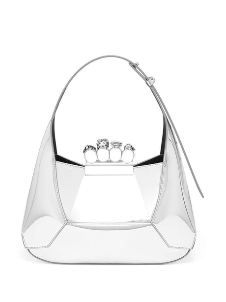 Gorgeous Silver Hobo Handbag with Jewel Embellishments for Women