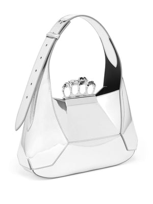 Gorgeous Silver Hobo Handbag with Jewel Embellishments for Women