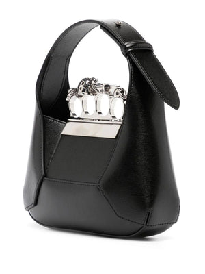 Black Mini Hobo Bag with Swarovski Crystal Rings