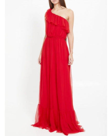 GUCCI Red One-Shoulder Chiffon Dress for Women - SS23 Collection