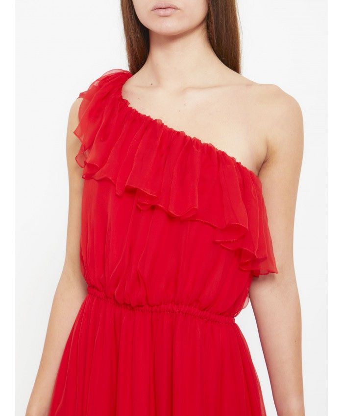 GUCCI Red One-Shoulder Chiffon Dress for Women - SS23 Collection