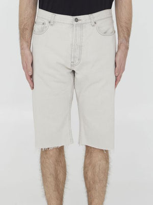 SAINT LAURENT Light Grey Denim Bermuda Shorts for Men