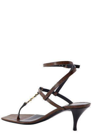 60 Brown Snake Embossed Leather Sandals for Women