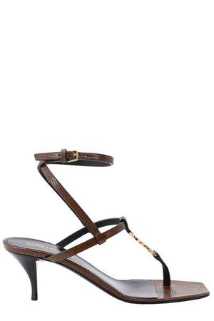 SAINT LAURENT Cassandra Snake Embossed Leather High-Heeled Sandals - 7cm