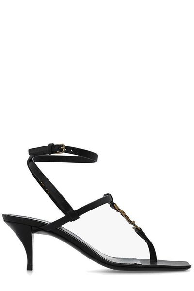 SAINT LAURENT Chic Raffia Open Toe Sandals - 6CM Stack Heel