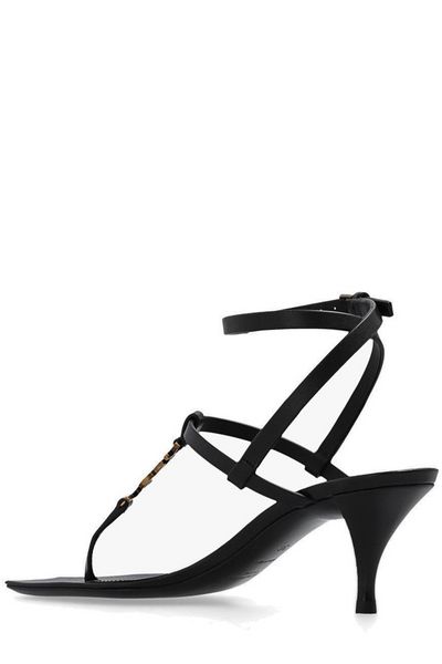 SAINT LAURENT Chic Raffia Open Toe Sandals - 6CM Stack Heel