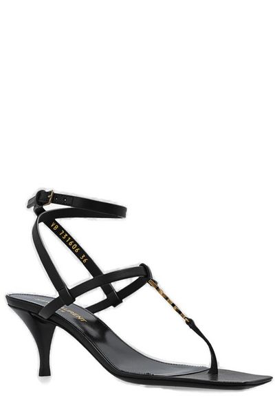 SAINT LAURENT Chic Raffia Open Toe Sandals - 6CM Stack Heel