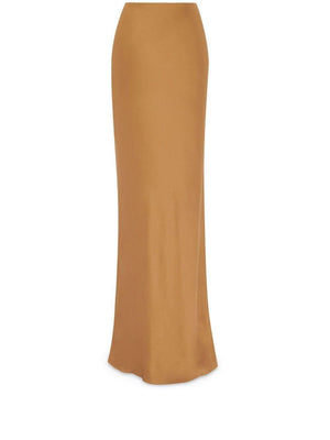 SAINT LAURENT Crepe Satin Long Skirt for Women in Beige - SS23 Collection