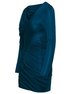 Blue Draped T-Shirt Dress -  for Women