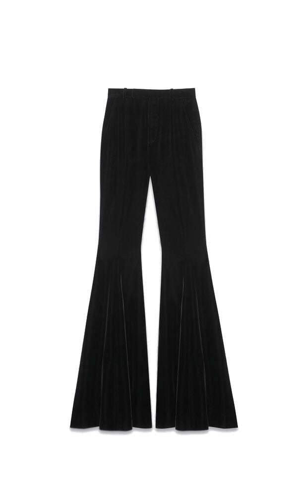 SAINT LAURENT Black Velvet Flare Pants for Women - SS23 Collection