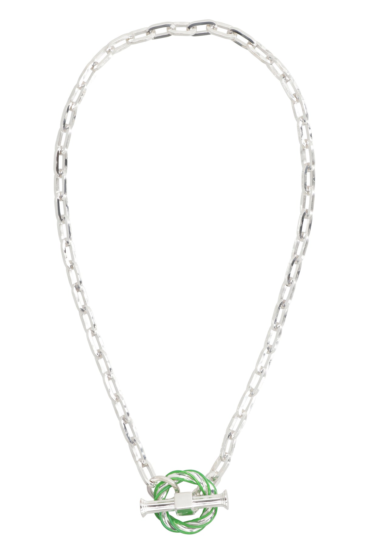 BOTTEGA VENETA Enamelled Charm Chain Silver Necklace for Women - SS23 Collection