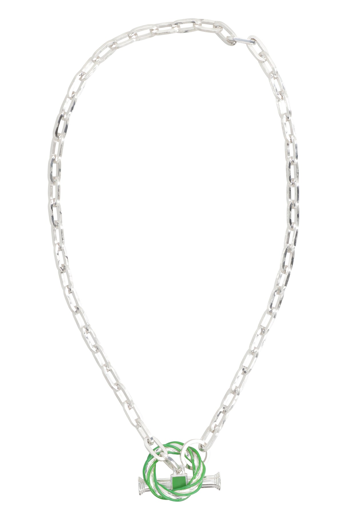 BOTTEGA VENETA Enamelled Charm Chain Silver Necklace for Women - SS23 Collection