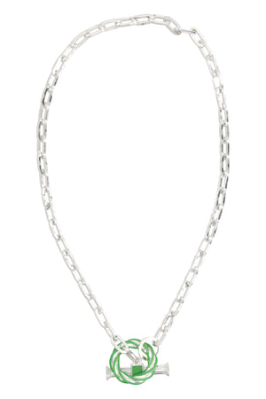 BOTTEGA VENETA Enamelled Charm Chain Silver Necklace for Women - SS23 Collection