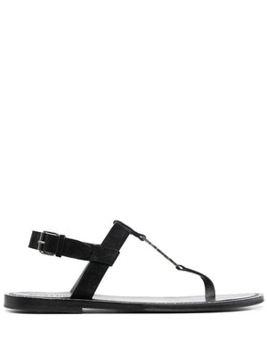 SAINT LAURENT Nero Leather Sandals for Men - FW23 - Supplier SKU: 7322291NZAA1000