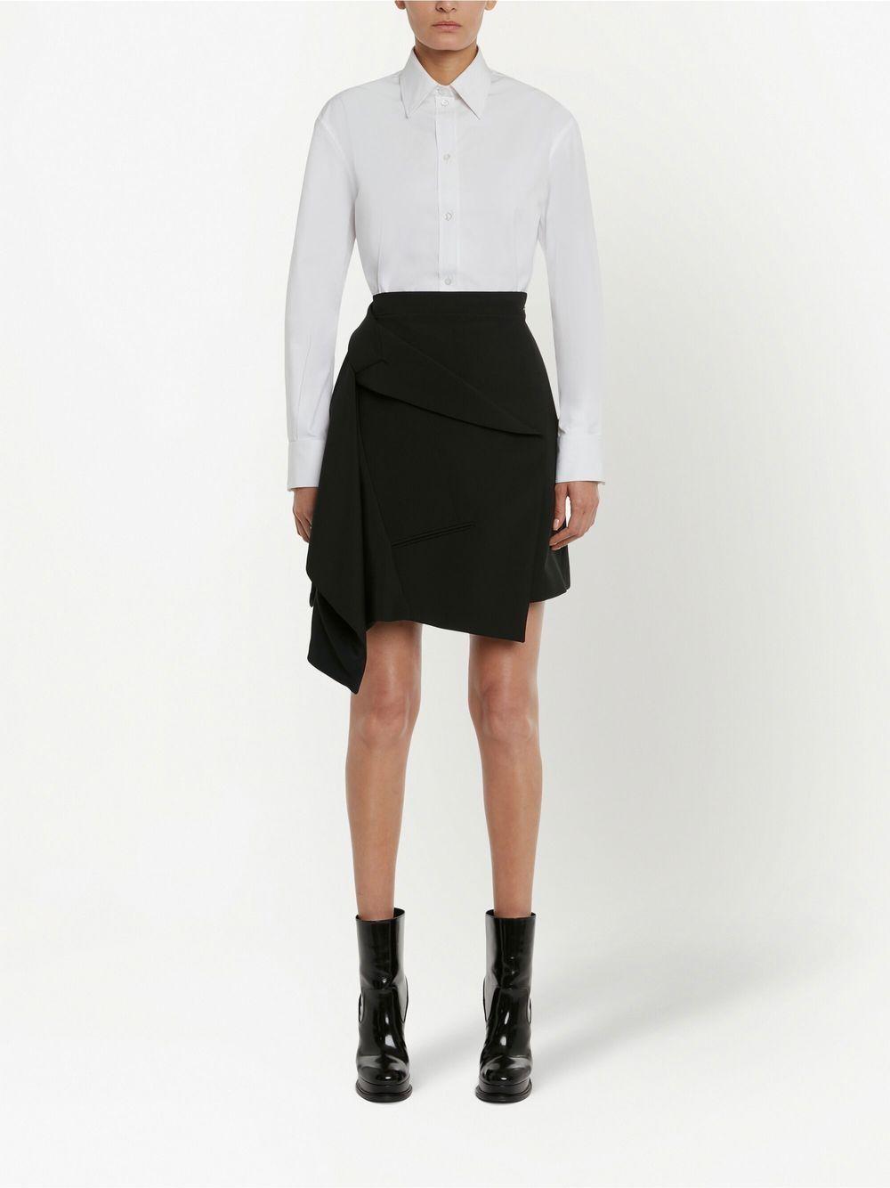 Black Draped Mini Skirt for Women - Wool Fabric