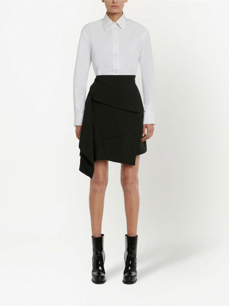 ALEXANDER MCQUEEN Black Draped Mini Skirt for Women - Wool Fabric