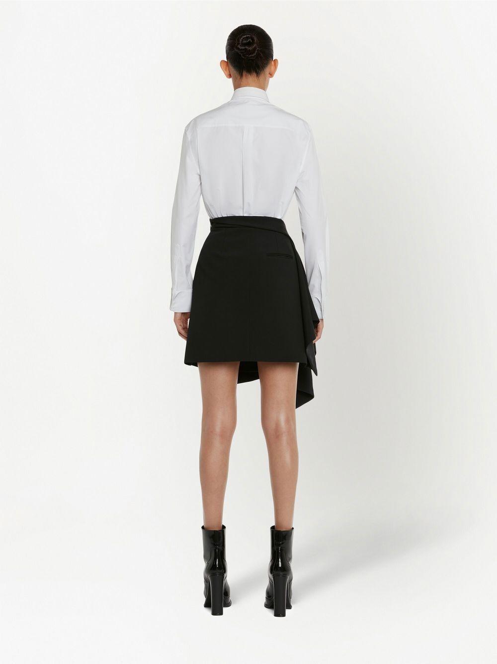 Black Draped Mini Skirt for Women - Wool Fabric