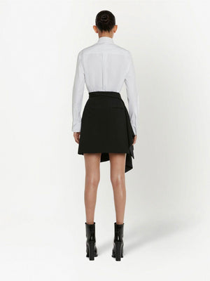 ALEXANDER MCQUEEN Black Draped Mini Skirt for Women - Wool Fabric