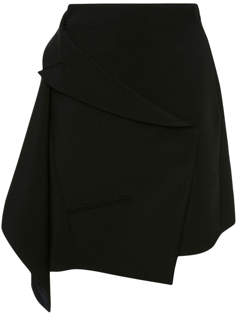 ALEXANDER MCQUEEN Black Draped Mini Skirt for Women - Wool Fabric