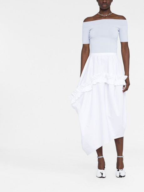 ALEXANDER MCQUEEN White Asymmetric Cotton Balloon Skirt for Women SS23