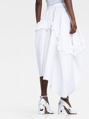 ALEXANDER MCQUEEN White Asymmetric Cotton Balloon Skirt for Women SS23