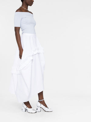 ALEXANDER MCQUEEN White Asymmetric Cotton Balloon Skirt for Women SS23