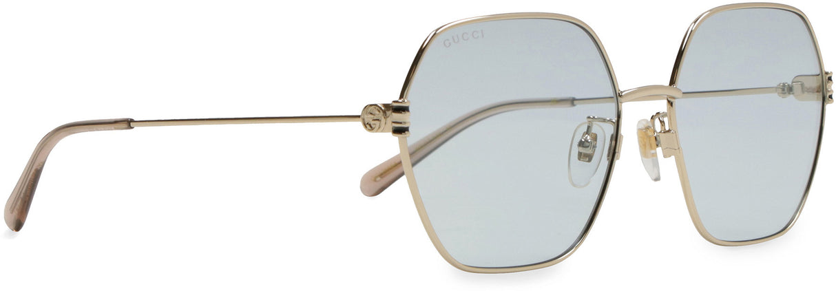 GUCCI Stylish Oversized Sunglasses for Women in Shiny Gold Metal - SS23 Collection