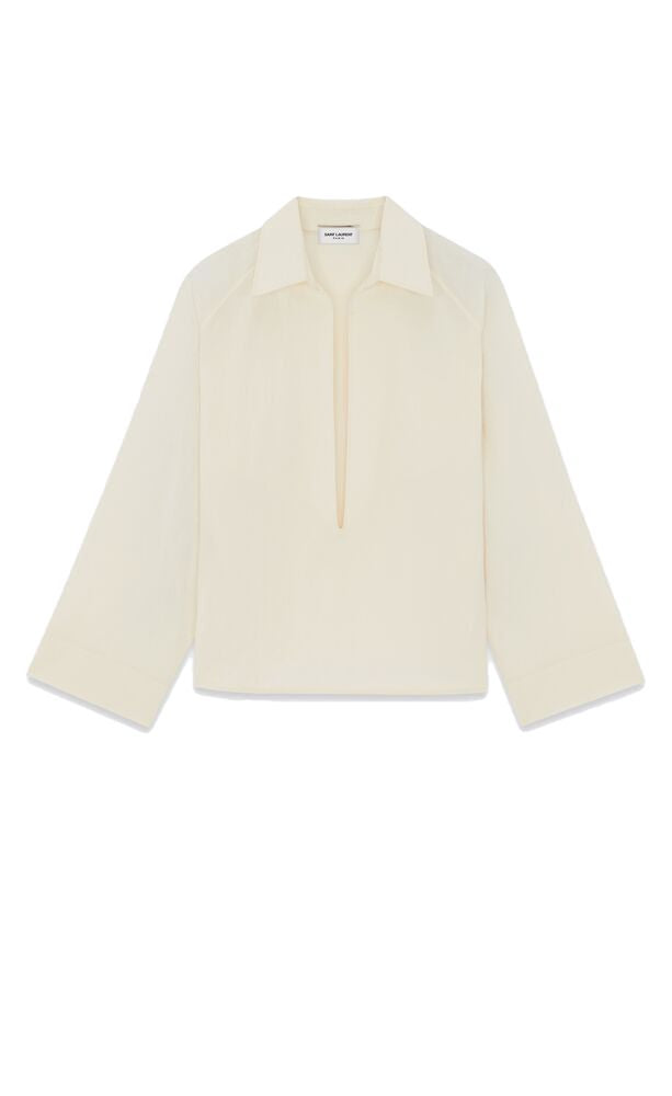 SAINT LAURENT Cotton Vareuse Shirt in Craie for Men - FW23 Collection