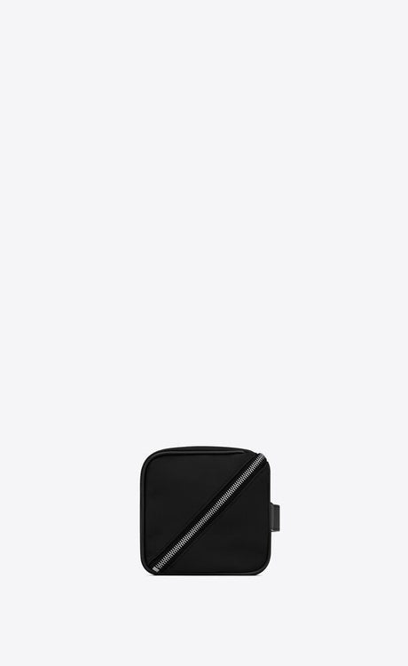 SAINT LAURENT Black Logo Print Pouch Handbag for Men - SS23