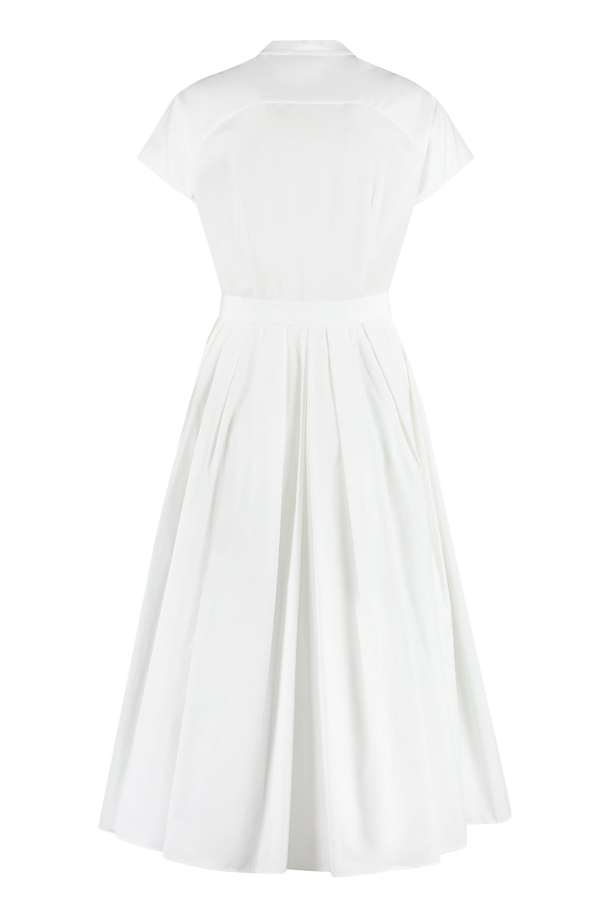 ALEXANDER MCQUEEN White Cotton Midi Dress for Women | SS23 Collection