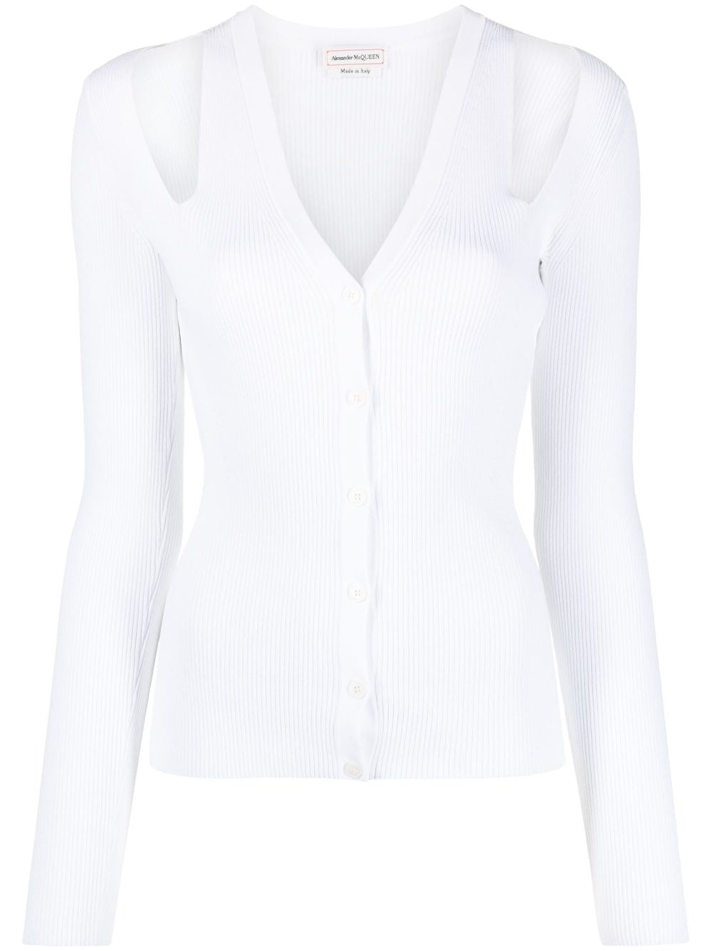 ALEXANDER MCQUEEN White Long Sleeve Slash Cardigan for Women - SS23 Collection