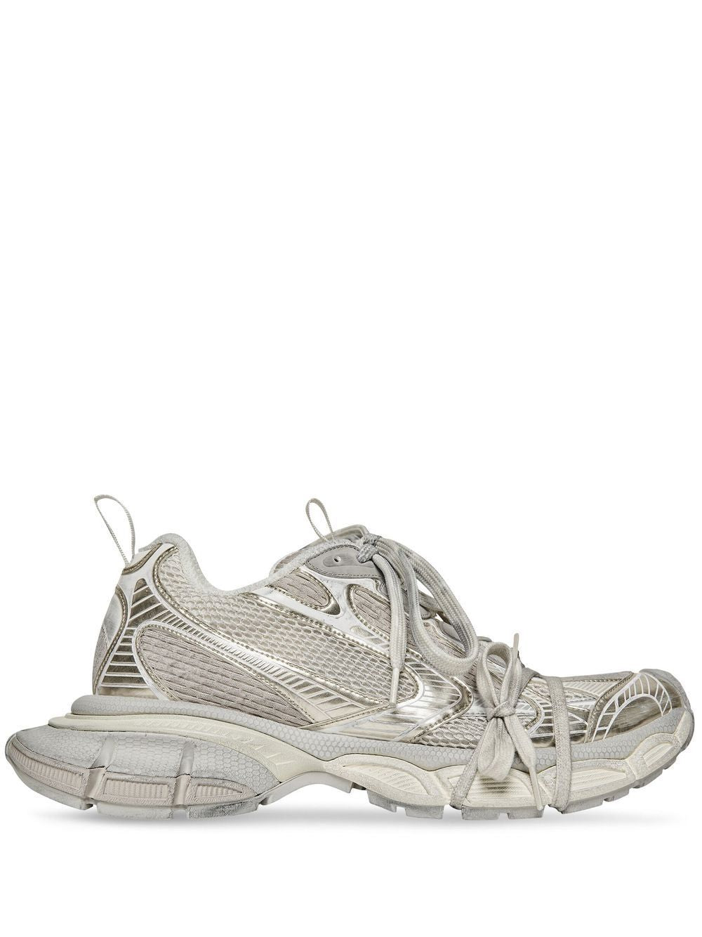 BALENCIAGA 3XL White Mesh Panel Leather Sneakers