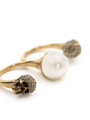 Graceful Double Pearl Ring - Vintage Gold