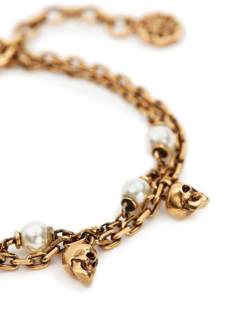 ALEXANDER MCQUEEN Antique Gold Chain Bra with Pearls - SS23 Women's Fashion