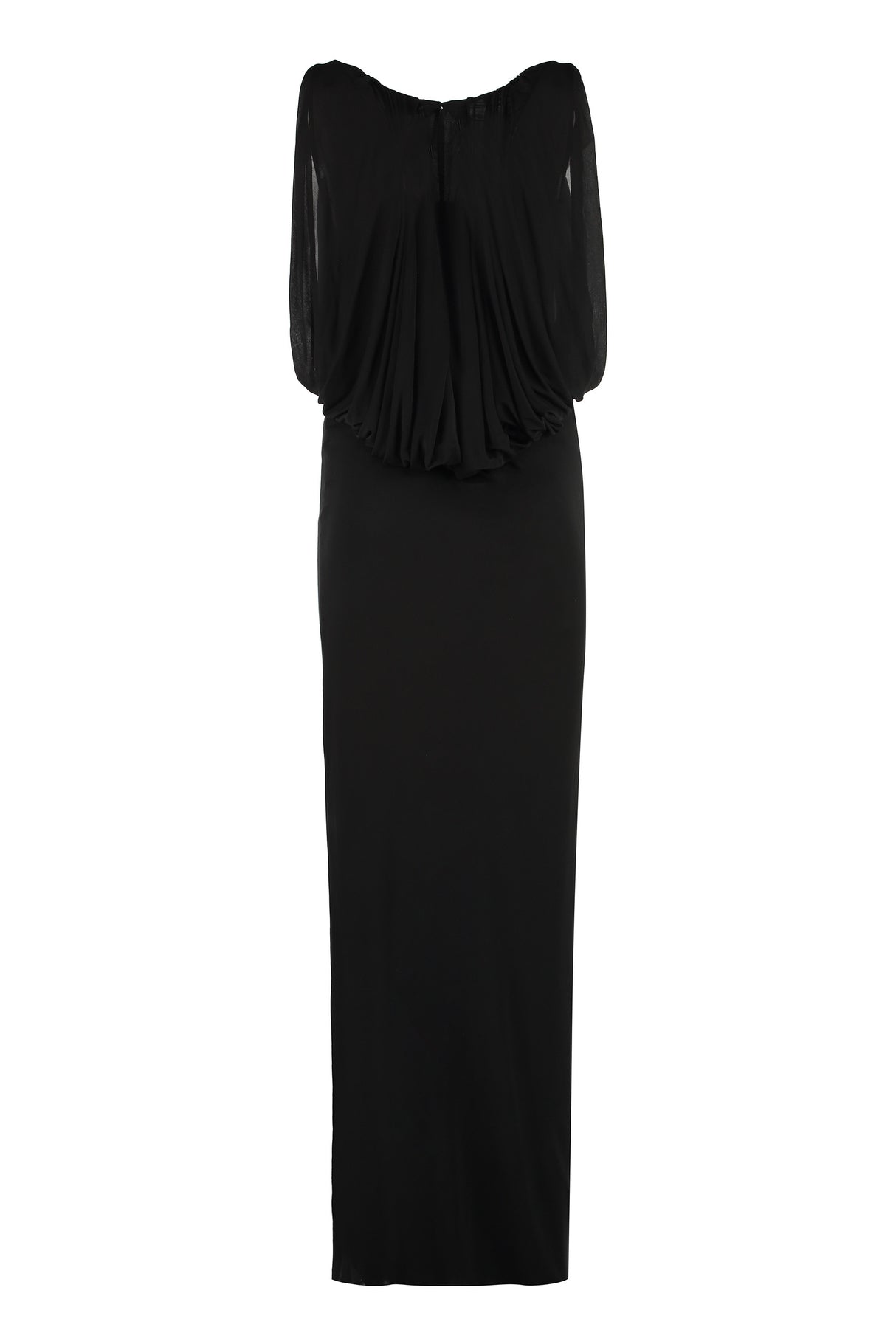 SAINT LAURENT Women's Black Draped T-Shirt Gown for SS23