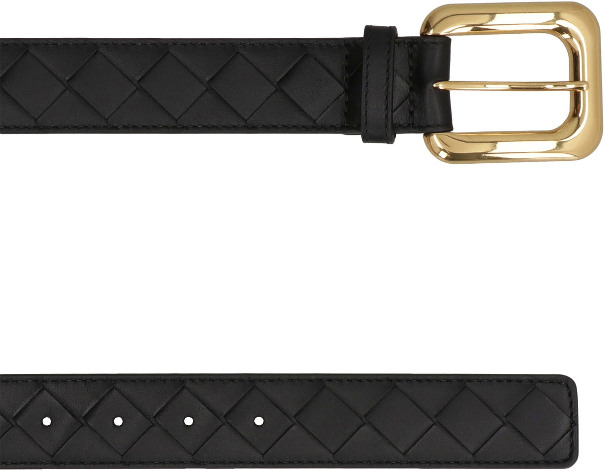BOTTEGA VENETA Intrecciato Leather Belt for Women - Black