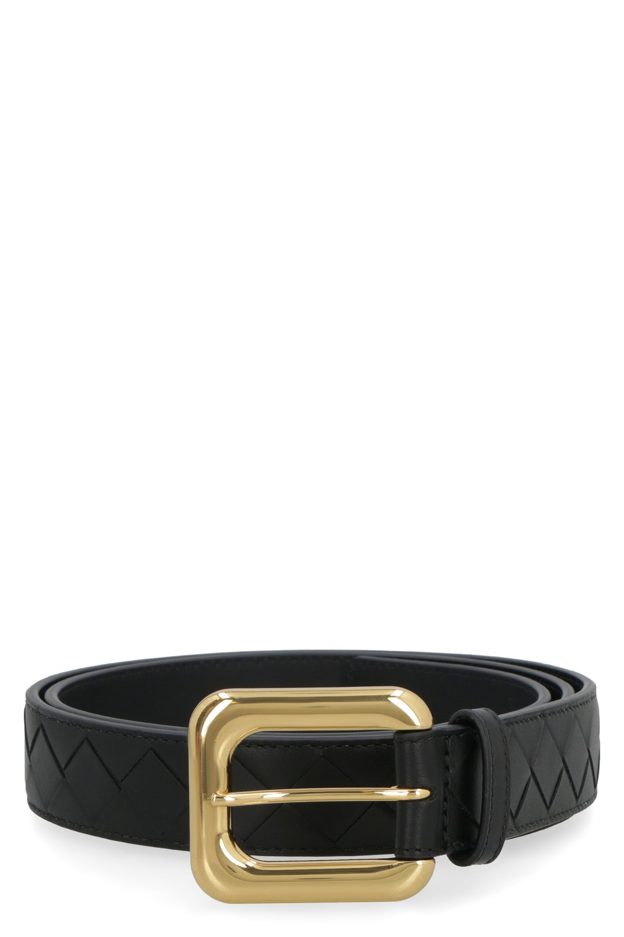 BOTTEGA VENETA Intrecciato Leather Belt for Women - Black